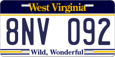 WV license plate 8NV092