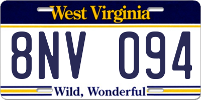 WV license plate 8NV094