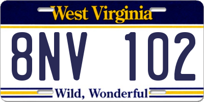 WV license plate 8NV102