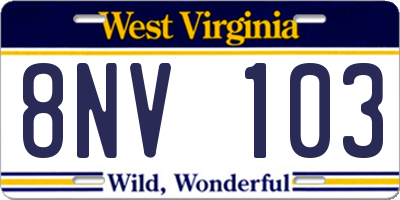 WV license plate 8NV103
