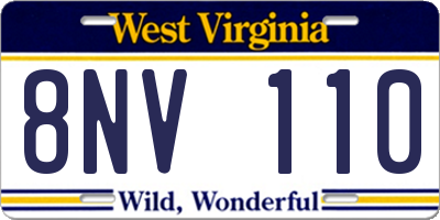 WV license plate 8NV110