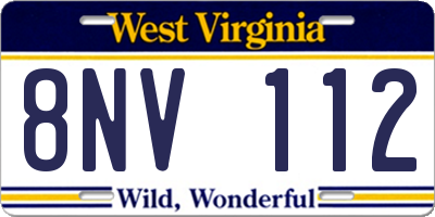 WV license plate 8NV112