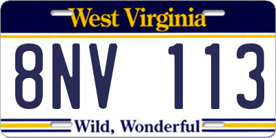 WV license plate 8NV113