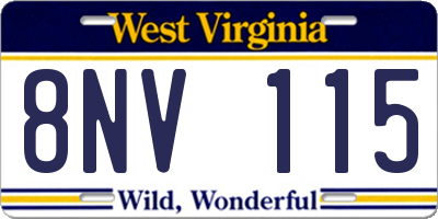 WV license plate 8NV115