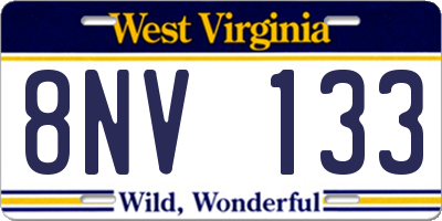 WV license plate 8NV133