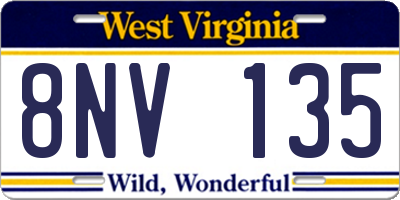WV license plate 8NV135