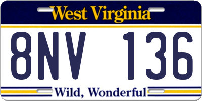 WV license plate 8NV136