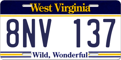 WV license plate 8NV137
