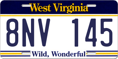 WV license plate 8NV145