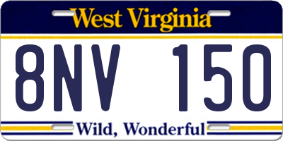 WV license plate 8NV150