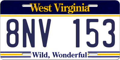 WV license plate 8NV153