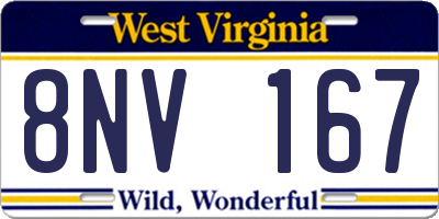 WV license plate 8NV167