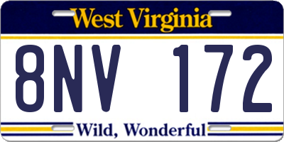 WV license plate 8NV172