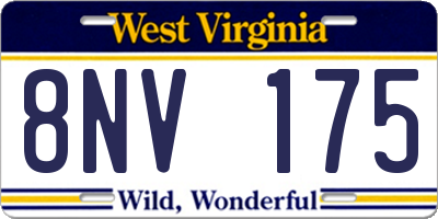 WV license plate 8NV175