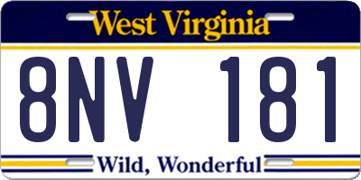 WV license plate 8NV181
