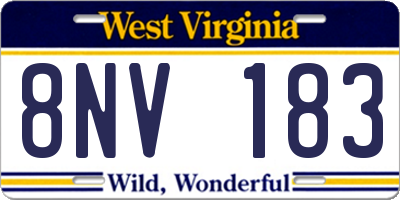 WV license plate 8NV183