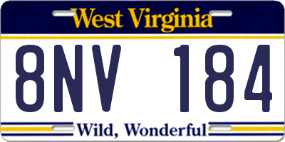 WV license plate 8NV184