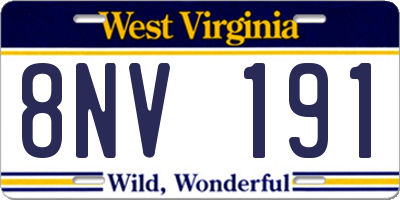 WV license plate 8NV191