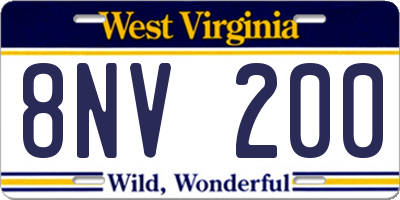 WV license plate 8NV200
