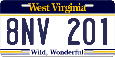 WV license plate 8NV201
