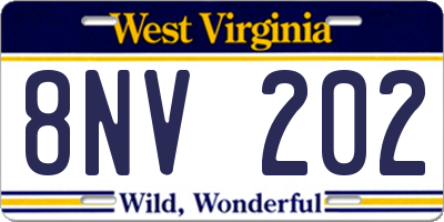 WV license plate 8NV202