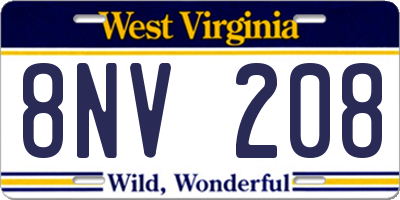 WV license plate 8NV208