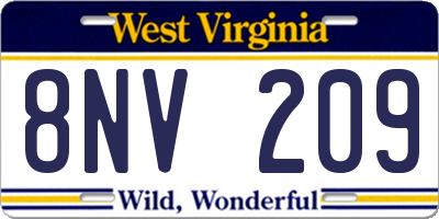 WV license plate 8NV209