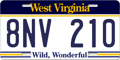 WV license plate 8NV210