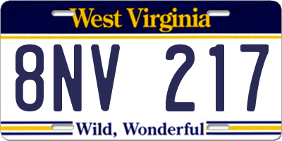 WV license plate 8NV217