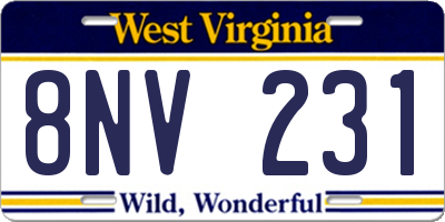 WV license plate 8NV231