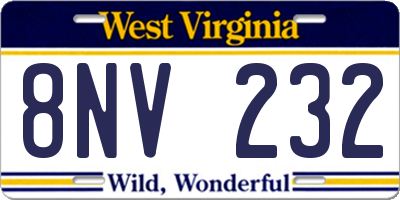 WV license plate 8NV232