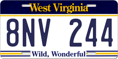 WV license plate 8NV244