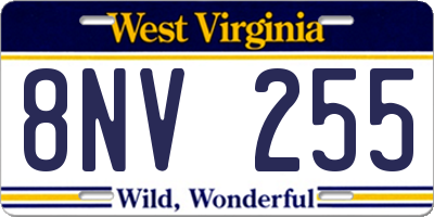 WV license plate 8NV255
