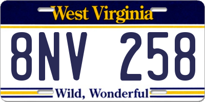 WV license plate 8NV258