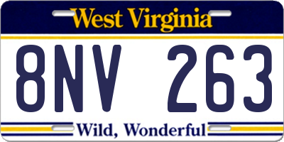 WV license plate 8NV263