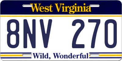 WV license plate 8NV270