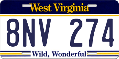 WV license plate 8NV274