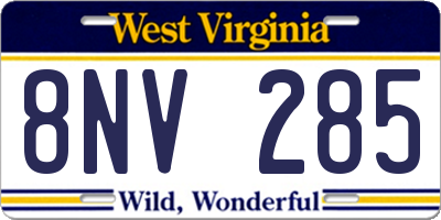 WV license plate 8NV285
