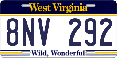 WV license plate 8NV292