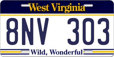 WV license plate 8NV303