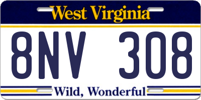 WV license plate 8NV308