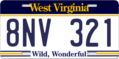 WV license plate 8NV321