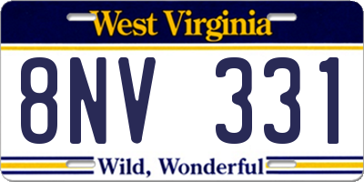WV license plate 8NV331