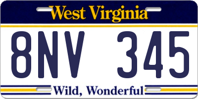 WV license plate 8NV345