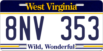 WV license plate 8NV353