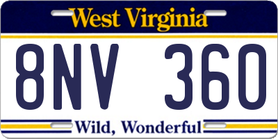 WV license plate 8NV360
