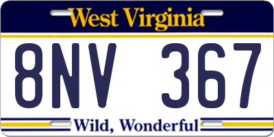 WV license plate 8NV367