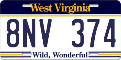 WV license plate 8NV374