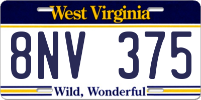 WV license plate 8NV375