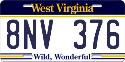 WV license plate 8NV376